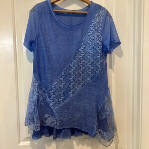 Simply Couture Blue Lace Blouse